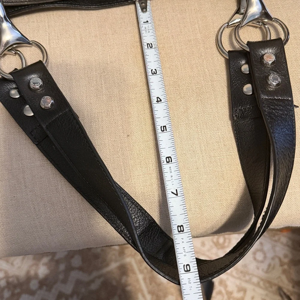 Anne Klein Black Leather Studded Shoulder Bag